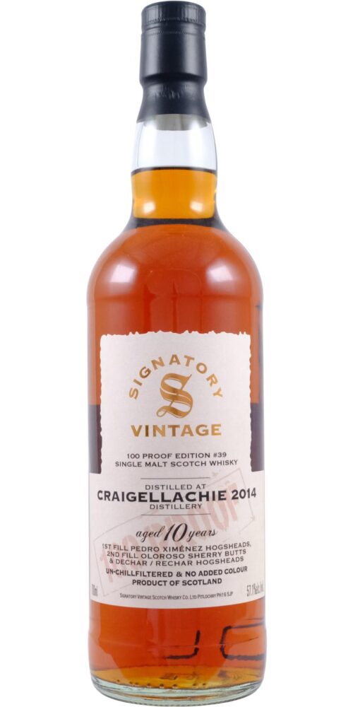 2014-Craigellachie Signatory Vintage 100 Proof #39