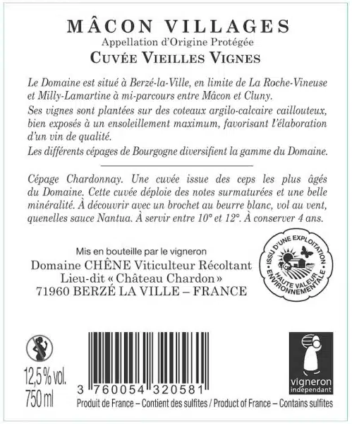 2023-Domaine Chène & Fils Macon-Villages Vieilles Vignes